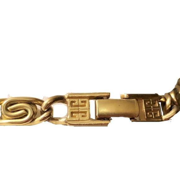Vintage 80s 90s GIVENCHY Heavy Mat Gold Curb Chain Link Necklace Collar - Picture 2 of 3